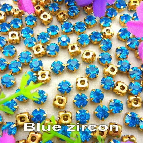 Стразы в цапах, круглые, 3-8мм, цвет в ассортименте, SS12 3mm 200pcs, Синий