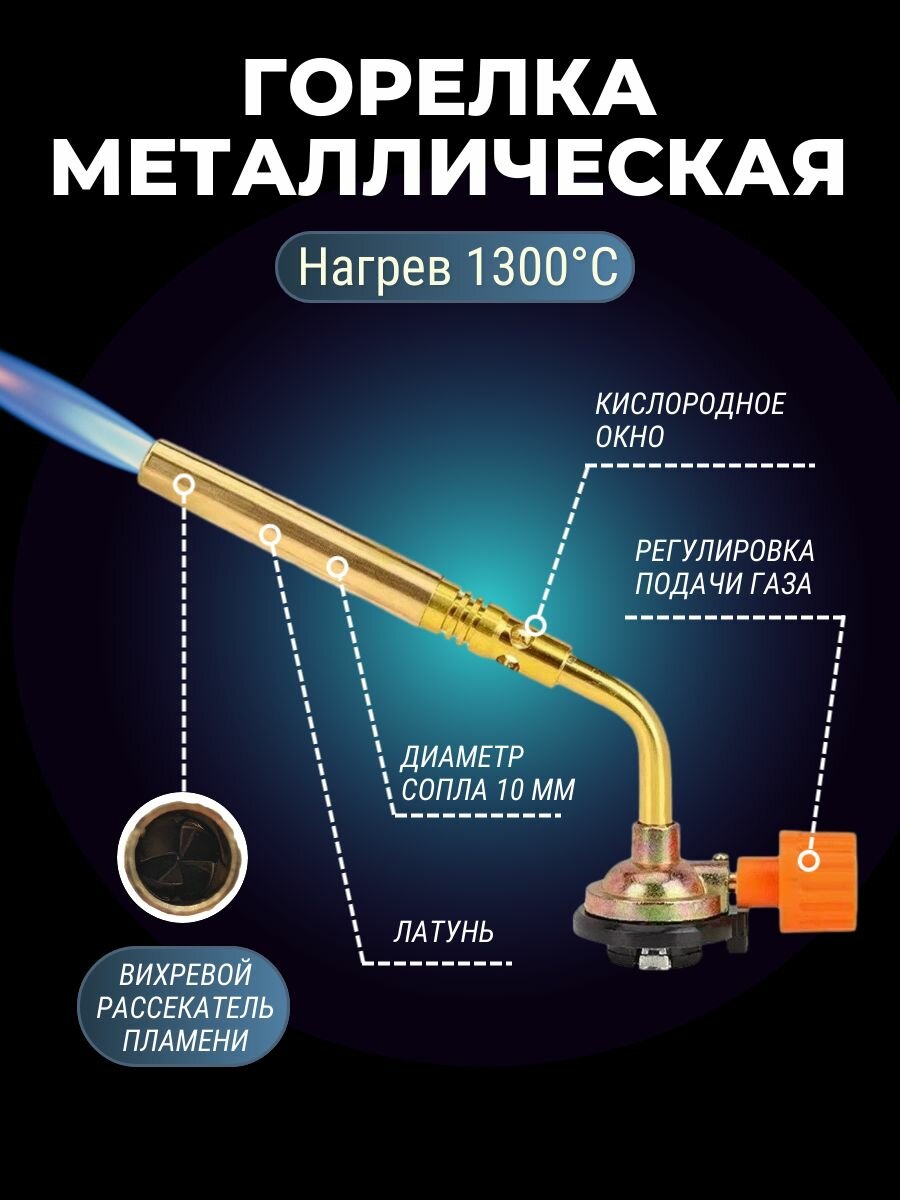 Газовая горелка с тонким соплом / Туристическая горелка насадка для газового баллона