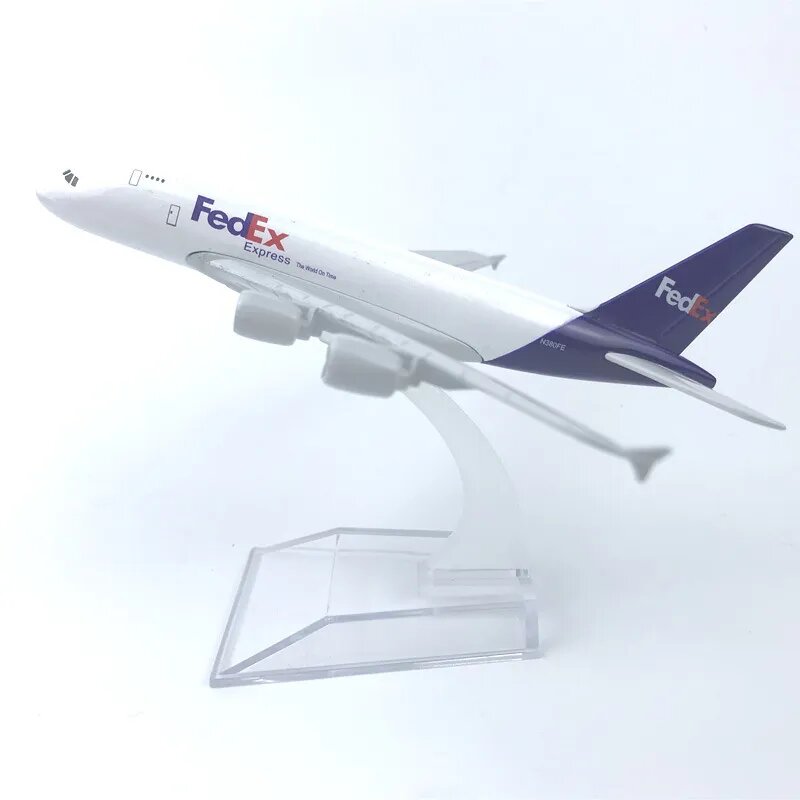 Модель самолета Airbus A380 FedEx/Federal-express 16см. металл