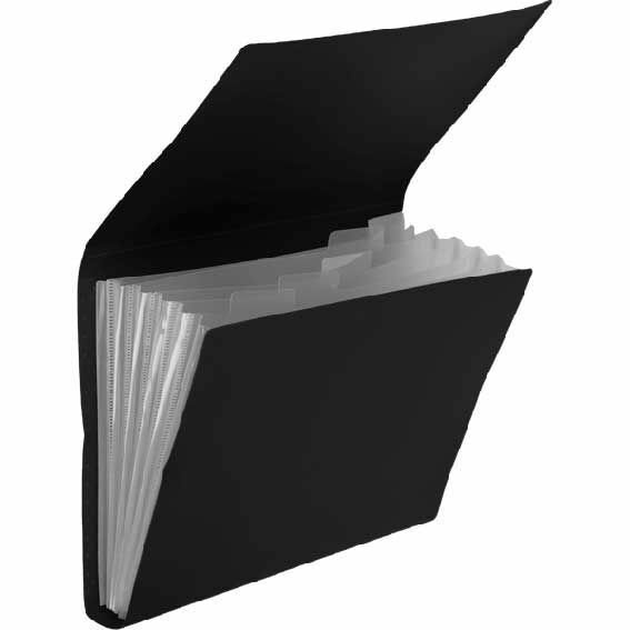Папка deVENTE 6 отделений, "Black" А4, черная с клапаном, 550 мкм (3078320)