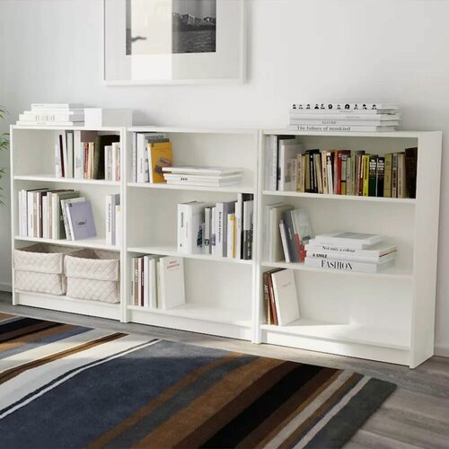 Изображение товара Шкаф стеллаж Билли 07 Белый 240x28x106 ЛДСП для книг, для посуды, с полками