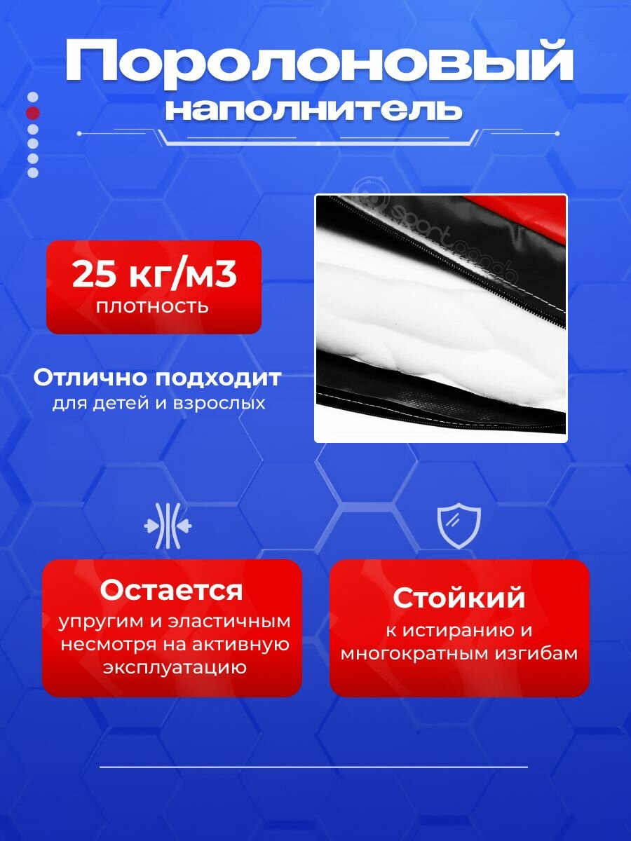 Мат гимнастический 1*2*0,1 м, прочный ПВХ + поролон 25 кг/м3 — фото 1