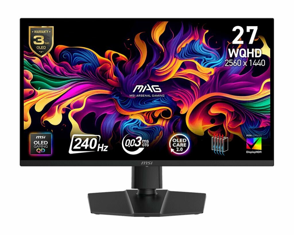 Игровой монитор MSI MAG 273QP QD-OLED, 2K, 240Гц, OLED, черный — фото 1
