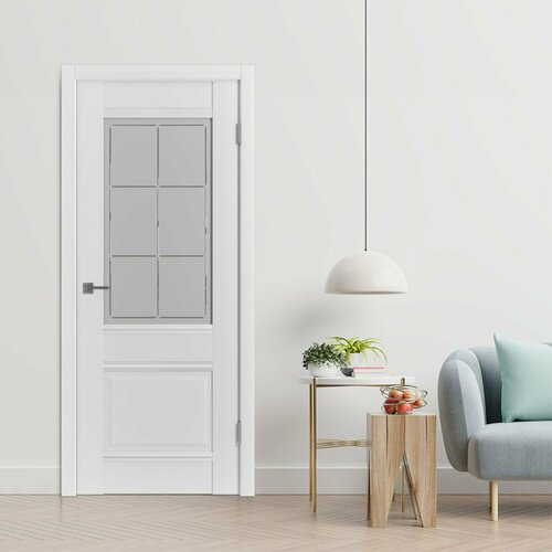 Межкомнатная дверь Классик 2 белая остекленная 600х2000 мм (комплект)