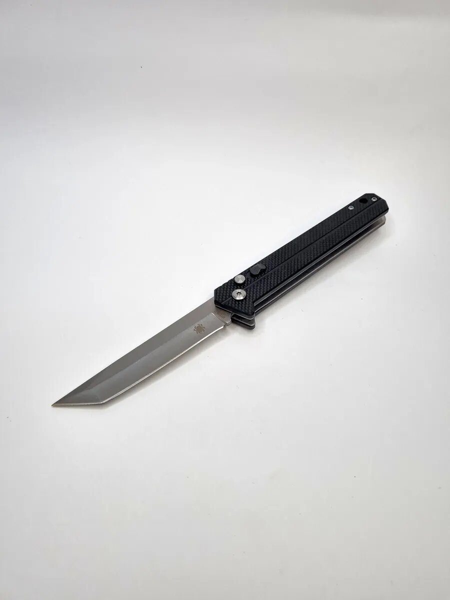 Нож выкидной Spyderco с предохранителем складной танто