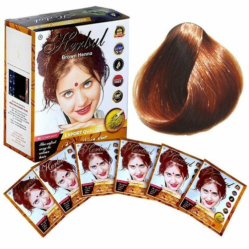 фото Натуральная индийская хна для окрашивания волос (brown henna/коричневый) herbul 60 г