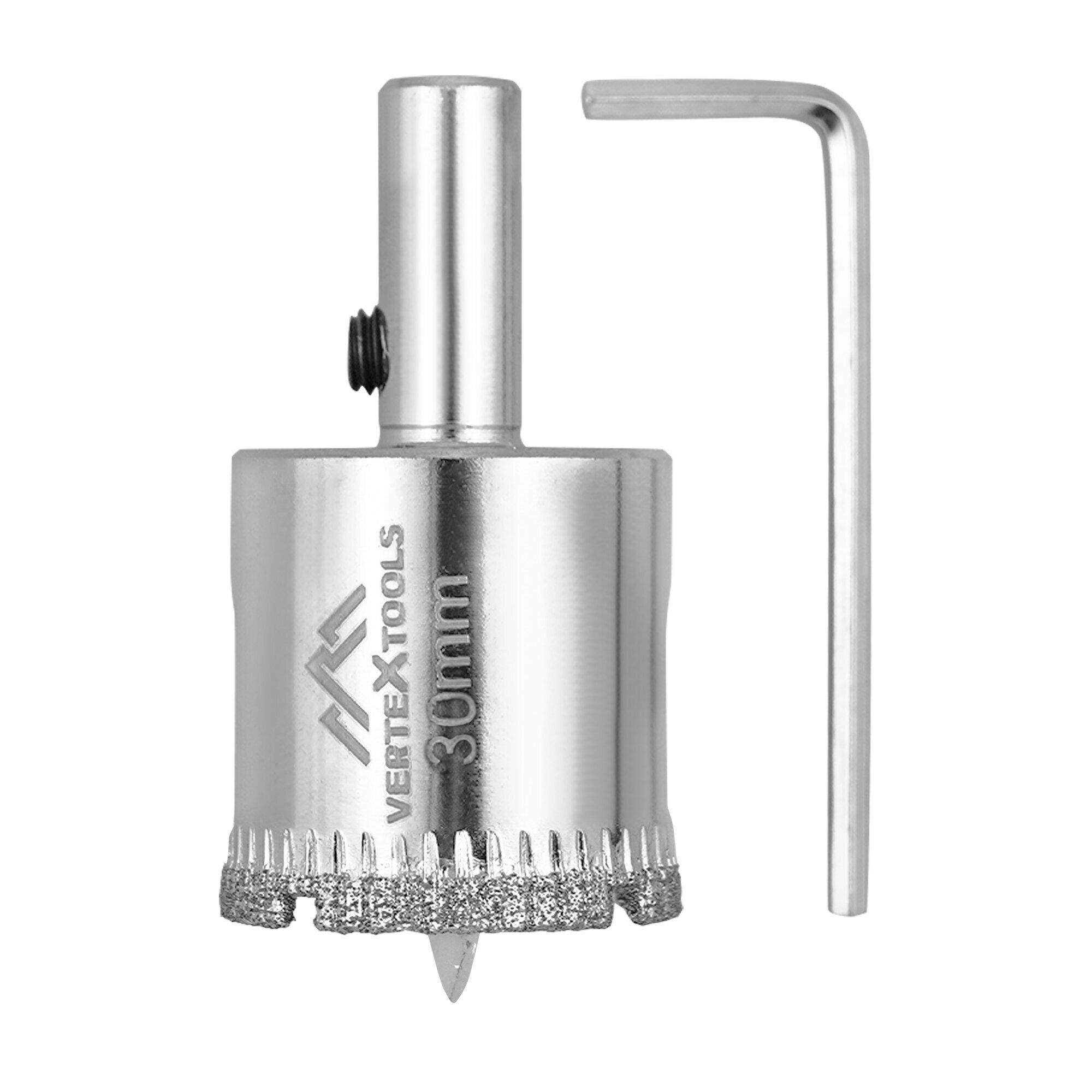 Коронка по стеклу и керамике 30X55 VertexTools с центрирующим сверлом, CRv