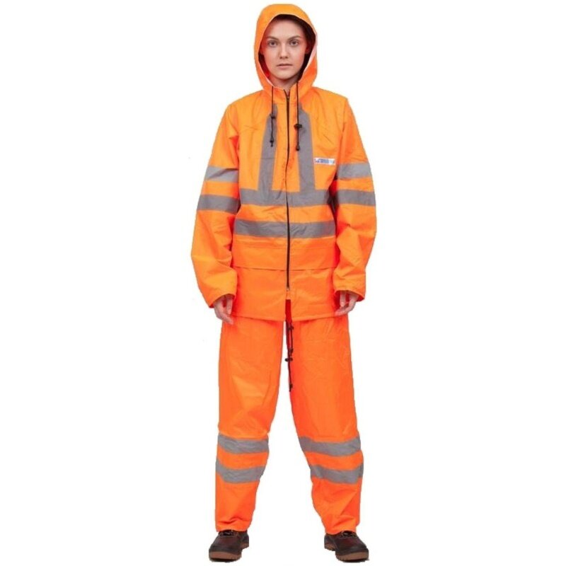 Костюм сигнальный КНР непромокаемый ПВХ Ext-V оранжевый светоотражающая полоса размер 52-54 рост 170-176