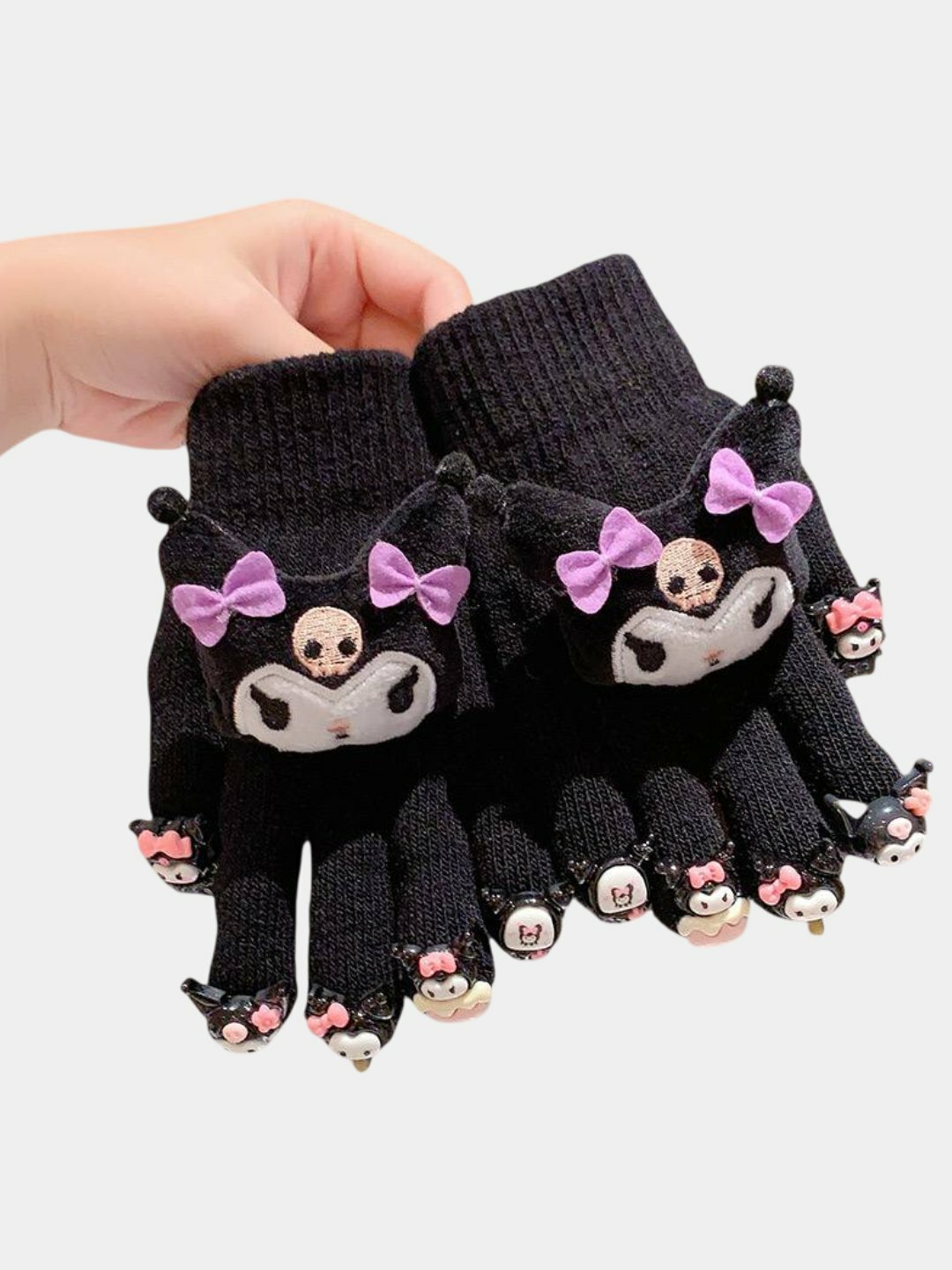 Перчатки  для девочек, размер L, черная