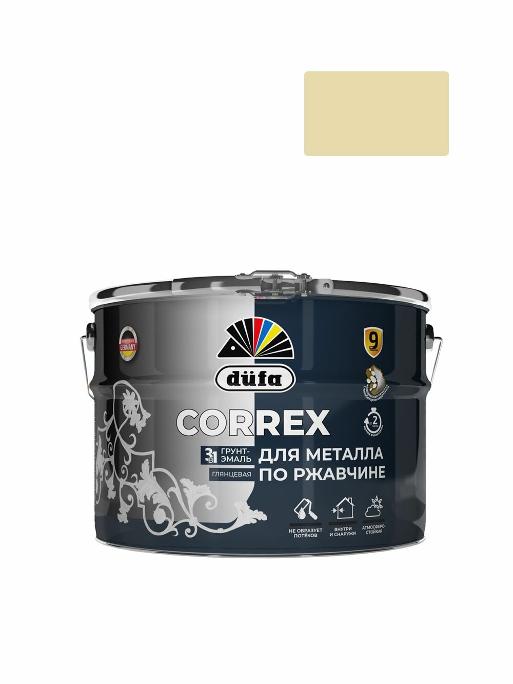 Грунт-эмаль по ржавчине гладкая Correx 3 в 1 RAL-1015 слоновая кость 10 л