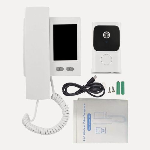 Изображение товара Видеодомофонная система 3,5-дюймовый IPS-экран Беспроводной дверной звонок с камерой Домофон Телефонный стиль Беспроводной дверной звонок Домофон Инфракрасный ночной просмотр 2-сторонний домофон для домашнего офиса Вилла Квартира