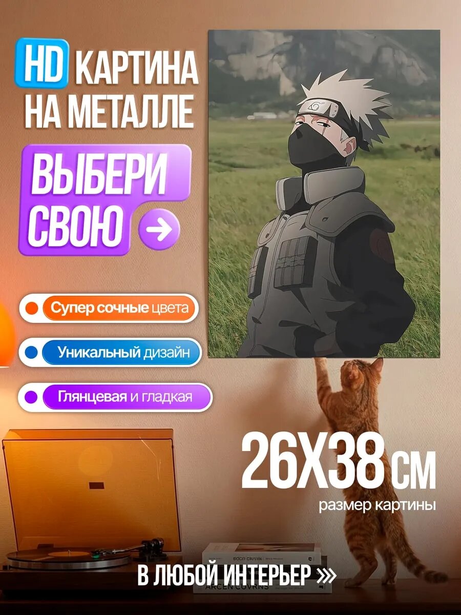 Картина на HD металле Какаши в поле