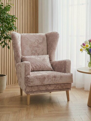 Изображение товара Кресло мягкое Вегас, кресло мягкое для дома светло-розовое велюр Crush 15
