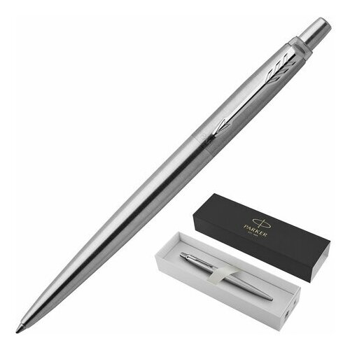 набор parker jotter stainless steel gt шариковая ручка синяя и перьевая ручка 1 упаковка Ручка шариковая PARKER Jotter Core Stainless Steel CT корпус серебристый детали хром синяя, 1 шт