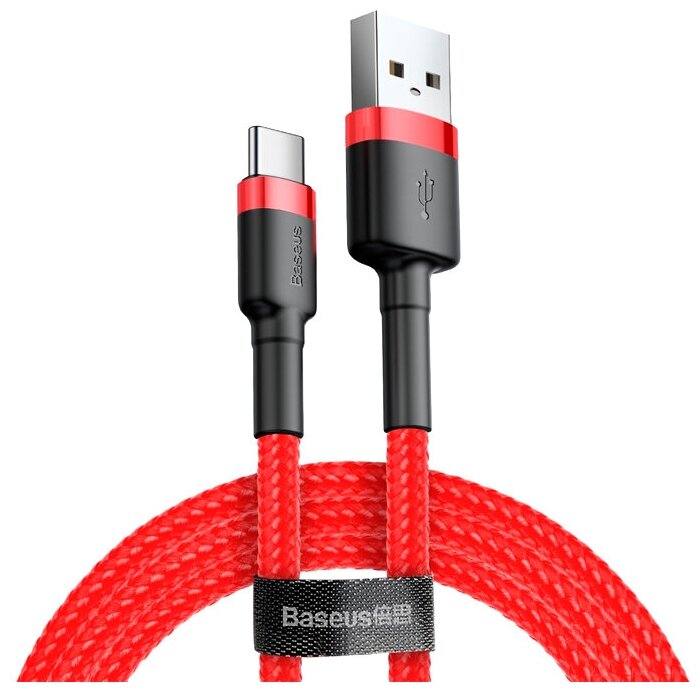 Кабель Baseus Cafule USB - USB Type-C (CATKLF-B91) 1м черный/красный