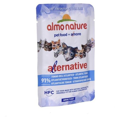 Влажный корм для кошек Almo Nature Alternative, c атлантическим тунцом 2 шт. х 55 г (кусочки в желе) влажный корм для кошек almo nature legend c атлантическим тунцом 12 шт х 70 г кусочки в желе