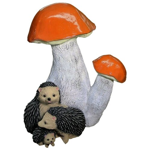 Садовая фигура ТулаСад Грибы Подосиновики с ежами серый/оранжевый/черный ,42 см