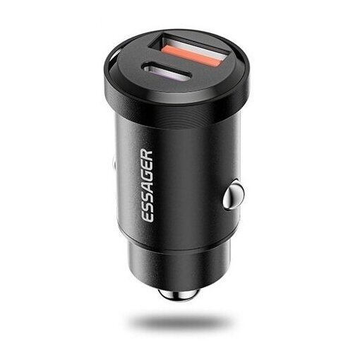 Автомобильное зарядное устройство Essager Black 30 Вт 5A QC PD 3.0 SCP USB Quick Charge 4.0 USB Type C