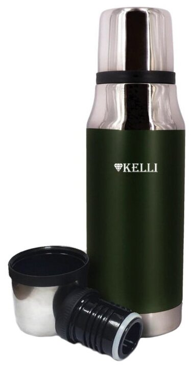 Термос-фляга Kelli KL-0920, 1 л, зеленый/серебристый