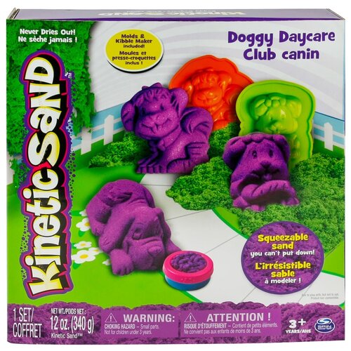 Кинетический песок Kinetic Sand Питомник, 2 цвета, зеленый/фиолетовый, 0.34 кг, картонная пачка, зеленый/зеленый-фиолетовый/фиолетовый  - купить