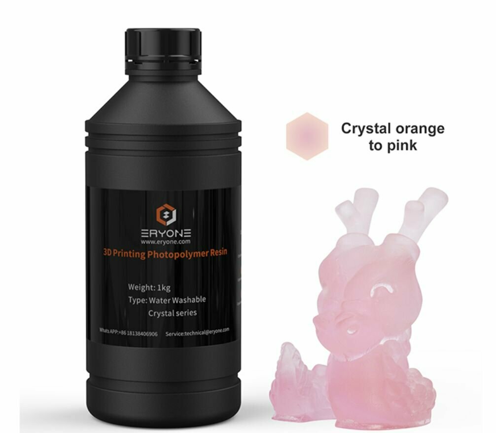 Фотополимерная смола Water Washable Resin Crystal series 1 кг (Eryone), оранжево-розовая