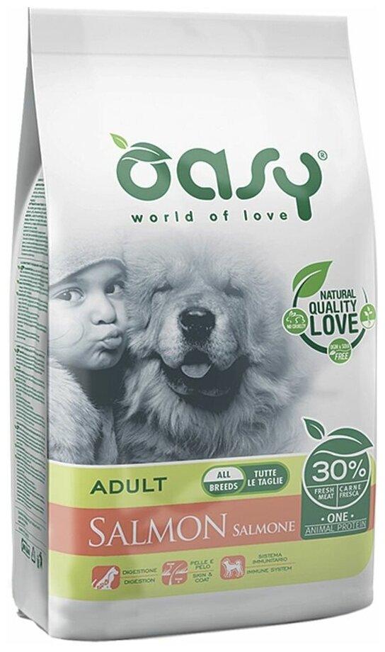 Oasy Dry Dog OAP Adult All Breed сухой корм для взрослых собак всех пород с лососем - 2,5 кг