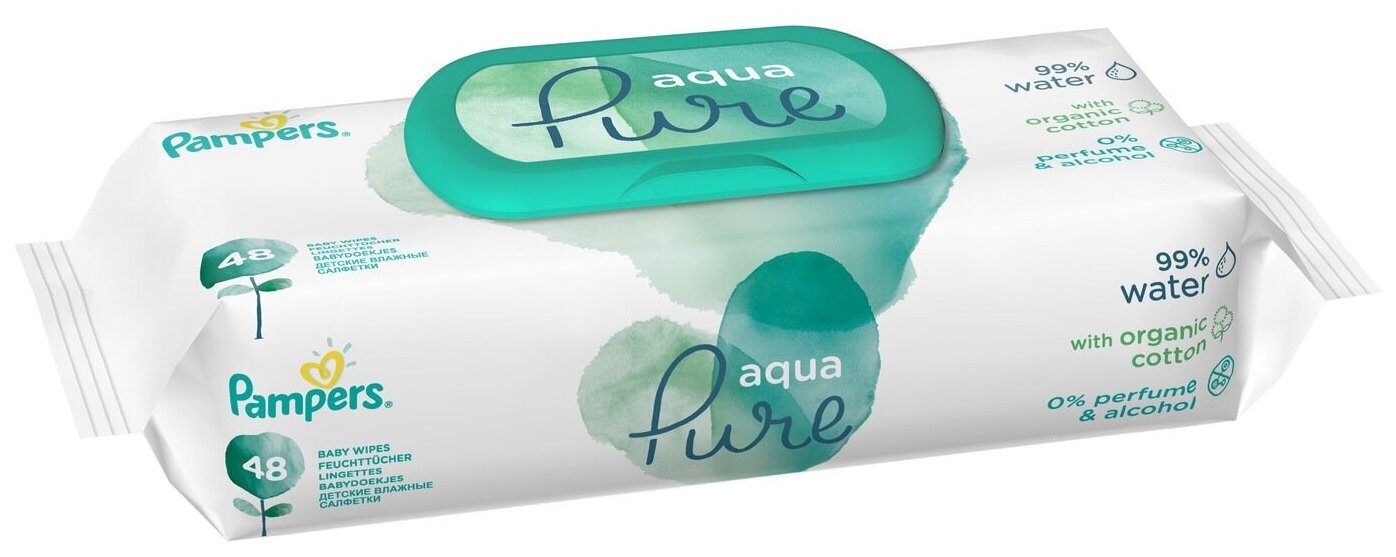 Детские влажные салфетки Pampers Aqua Pure, 2х48 шт. - фото №2