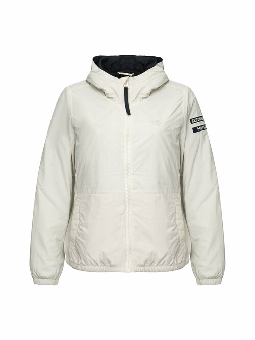 куртка  Aeronautica Militare, демисезон/зима, средней длины, силуэт свободный, карманы, капюшон, размер 44, белый