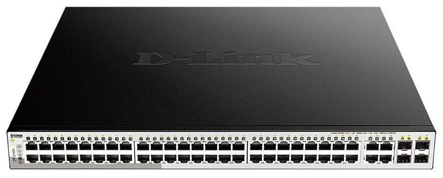 Коммутатор PoE D-link DGS-1210-52MP/F3A WebSmartPro, 48x10/100/1000Mbp PoE (370 Вт), 4xSFP, 19''