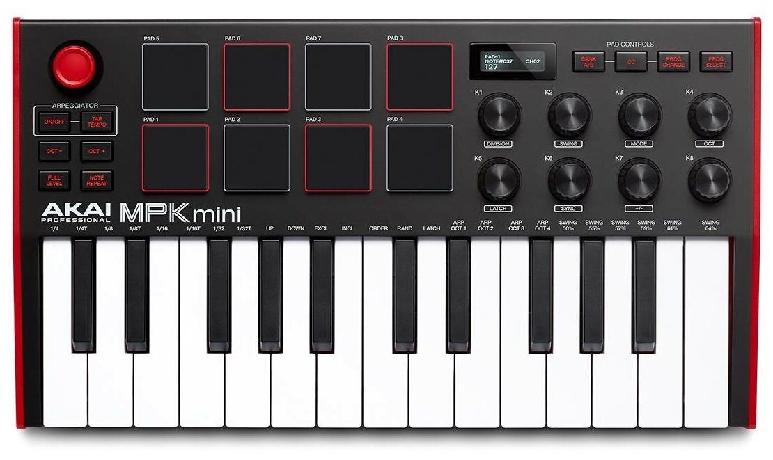 MIDI-клавиатура AKAI MPK Mini MKIII черный/красный
