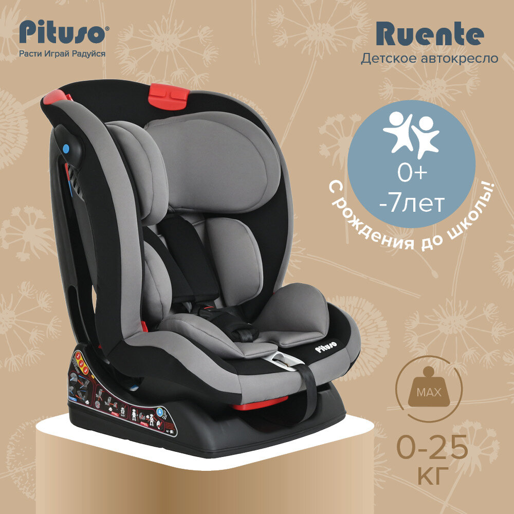 Автокресло группы 0+/1/2 ( 0-25 кг) Pituso Ruente Grey Black /Серо-черный