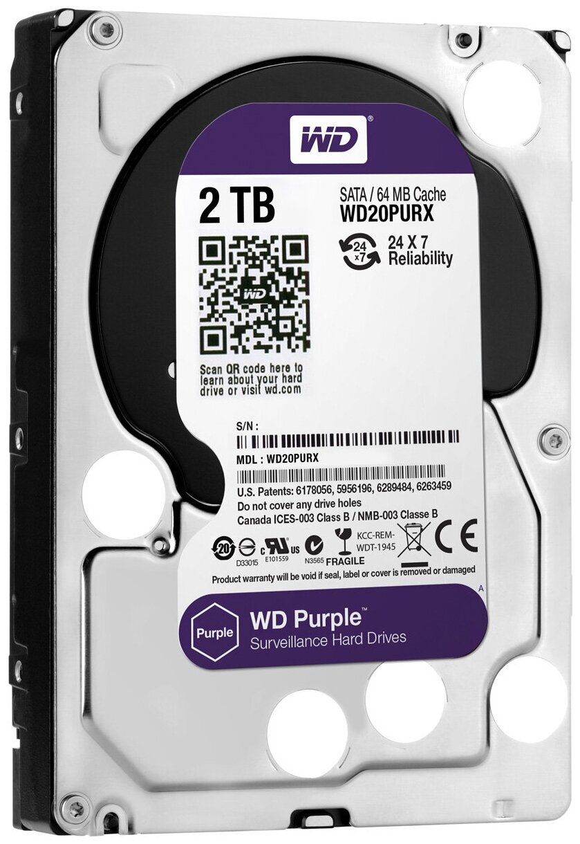 2 ТБ Внутренний жесткий диск Western Digital Purple WD20PURX