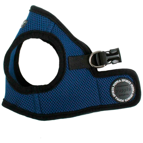 Шлейка Puppia Soft vest harness B, обхват шеи 32 см, синий/черный, L