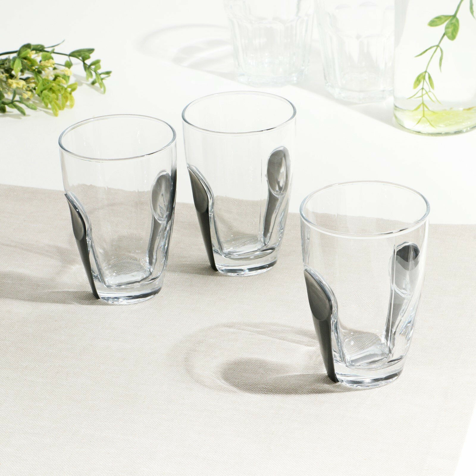 Набор стаканов стеклянный «Снэп» 260 мл 3 шт серый пластиковый аксессуар