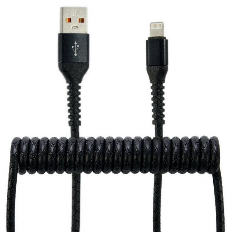 CB940-U8-12B_кабель-переходник! USB-Lightning черный спиральный 1.2м\