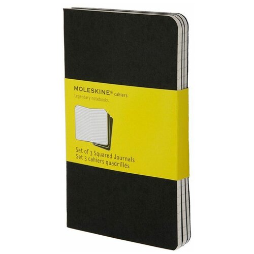 Блокнот Moleskine CAHIER JOURNAL QP312 Pocket, 90x140 мм, обложка картон, 64 страницы, клетка, черный (3 штуки)
