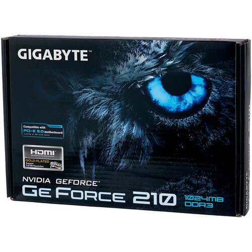 Видеокарта GIGABYTE GeForce 210 520MHz PCI-E 20 1024MB 1200MHz 64 bit DVI HDMI HDCP rev 6061 Retail 356400₽