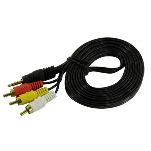 Кабель ExeGate mini jack 3.5mm - 3xRCA (EX-CCA-4P2R), 2 м, черный кабель belsis jack 3 5 vv на 3xrca 1 8 м