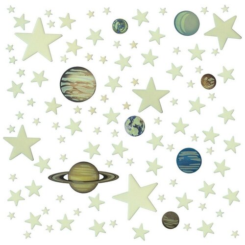 Комплект наклеек для детей 4M Планеты и сверхновые звезды 00-05631, светящиеся