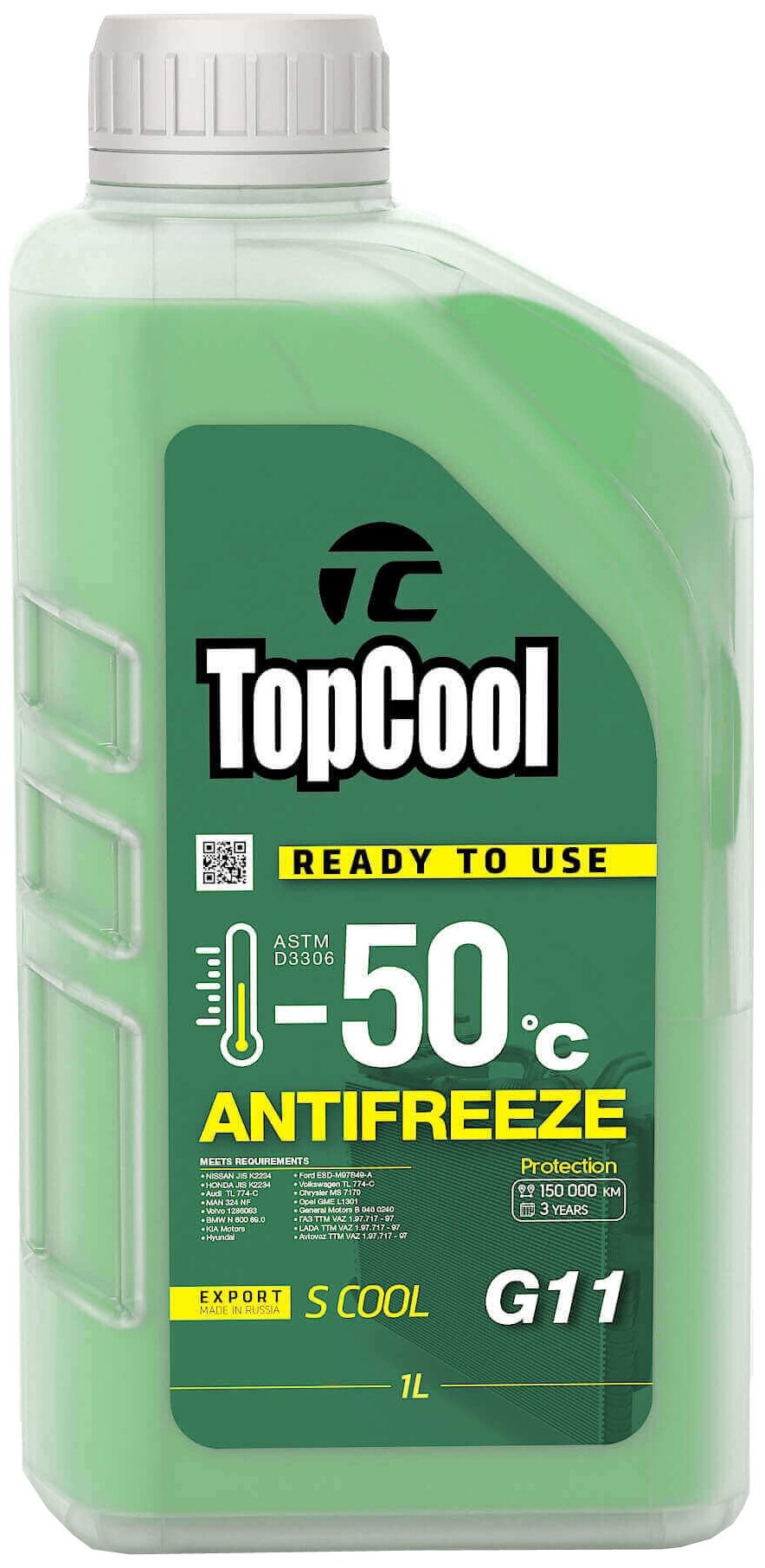 Охлаждающая Жидкость Topcool Antifreeze S Cool -50 C 1л. Green G11 TOPCOOL арт. Z0023