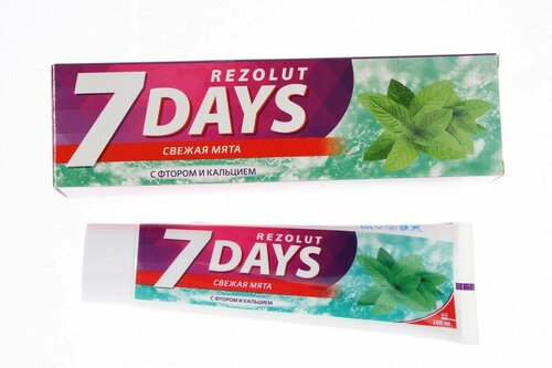 Зубная паста 7 DAYS Rezolut 100мл Свежая мята