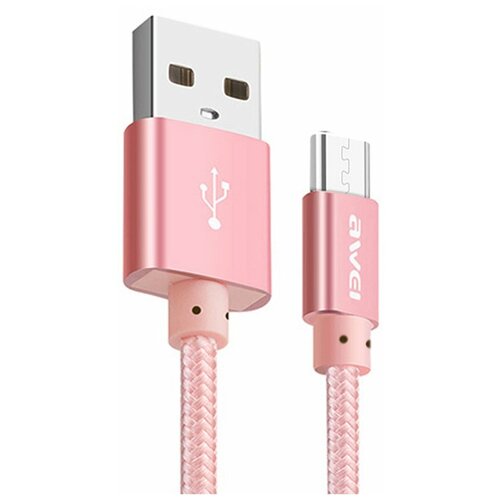 Кабель Awei USB - microUSB (CL-10), розовое золото кабель awei cl 115m usb to micro usb 2 4a 1 м черный