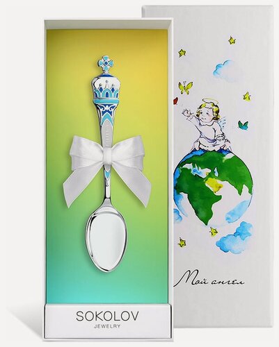 Изображение товара Ложка чайная «Крестнику», эмаль SOKOLOV 2304010026