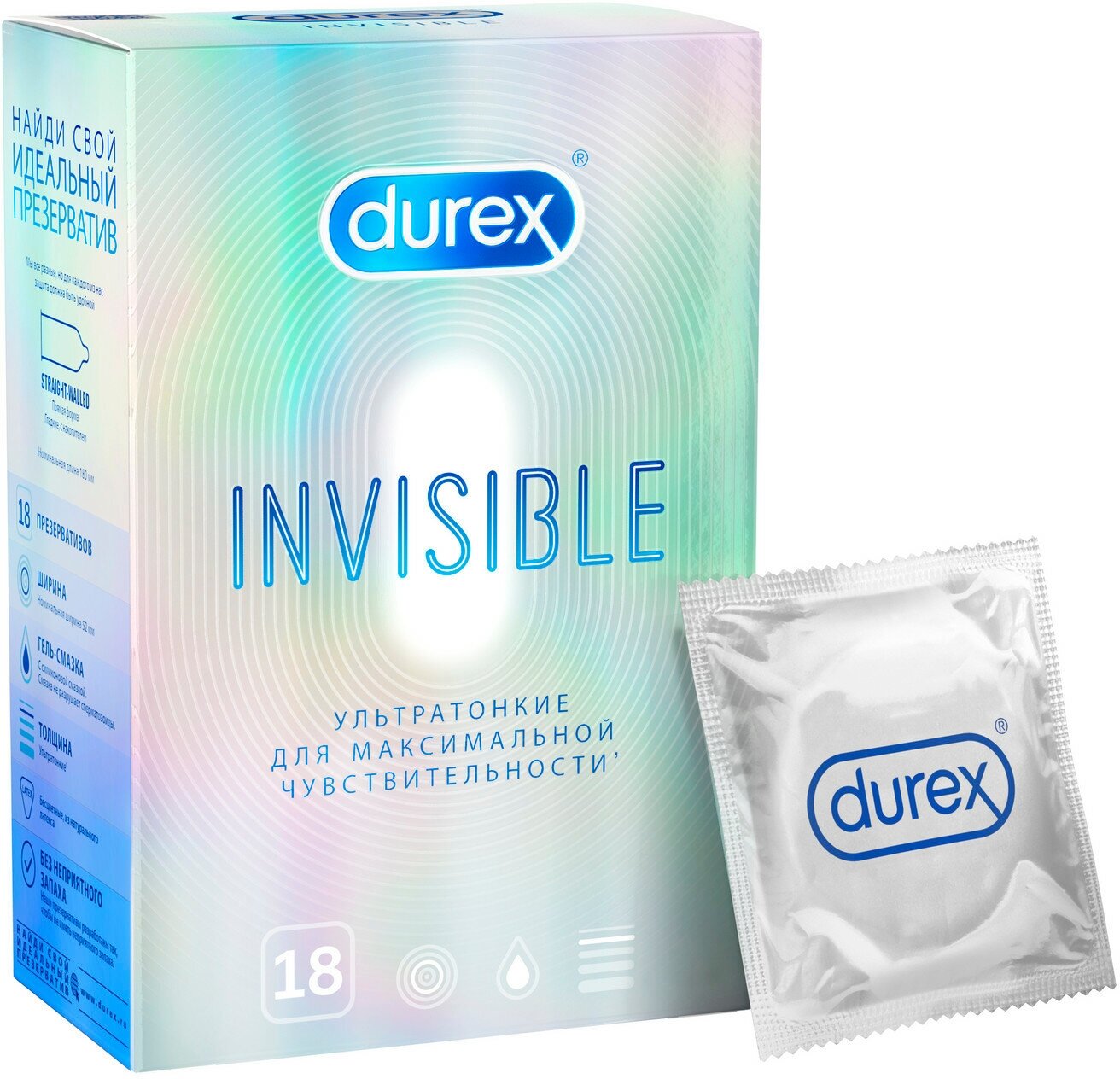 Durex Invisible презервативы ультратонкие для максимальной чувствительности 18 шт.