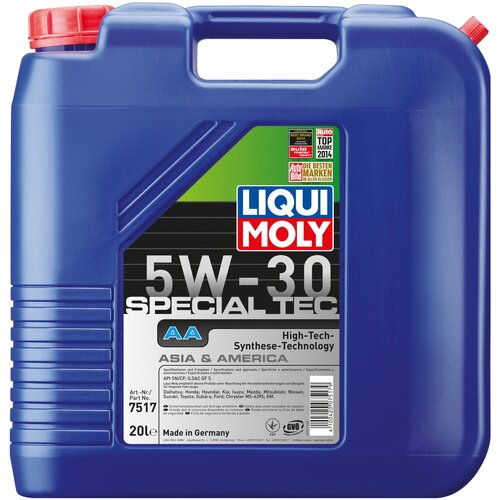 фото Синтетическое моторное масло liqui moly leichtlauf special aa 5w-30 20 л