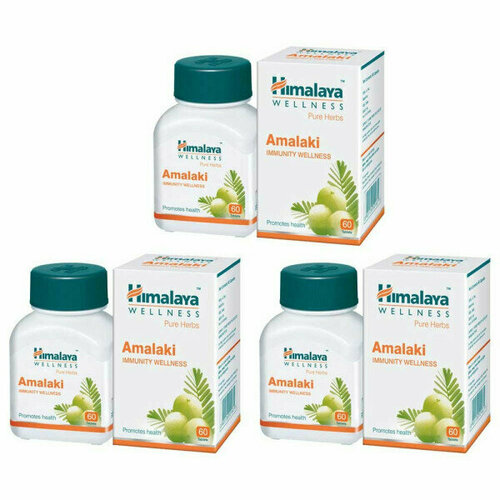 Таблетки Амалаки Хималая Хербалс (Amalaki Himalaya Herbals) для укрепления иммунитета, природный антиоксидант, 3х60 таб.