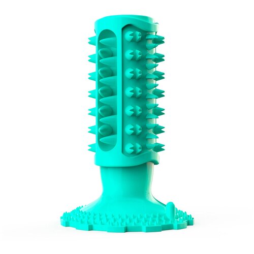 Игрушка для чистки зубов для собак с пищалкой, цвет бирюзовый, 15х5 см