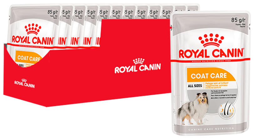 ROYAL CANIN COAT CARE для взрослых собак всех пород с чувствительной кожей и шерстью паштет (85 гр х 12 шт)