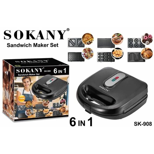 Мультипекарь-вафельница 6 в 1 SOKANY SK-908 4600₽