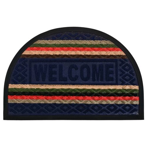 фото Коврик придверный,"comfort" 40*60 см, welcomе полукруг синий vortex/20 (22385)